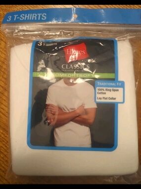 Hanes 7870W3 White Traditional Fit ComfortSoft Crew Undershirt Large 3-Pack- New
